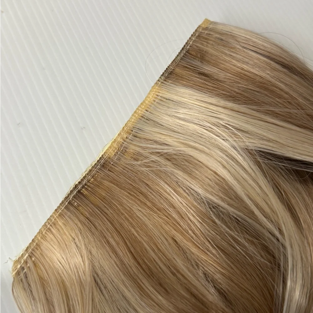 Luxury Halo Clip-In Hair Extensions – Seamless Invisible Wire, Natural Blonde